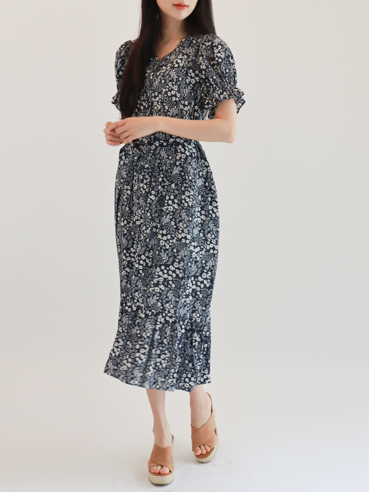 [몬티스] 몽상원피스 플로럴네이비/ Mongsang Dress in Floral Navy : 몬티스