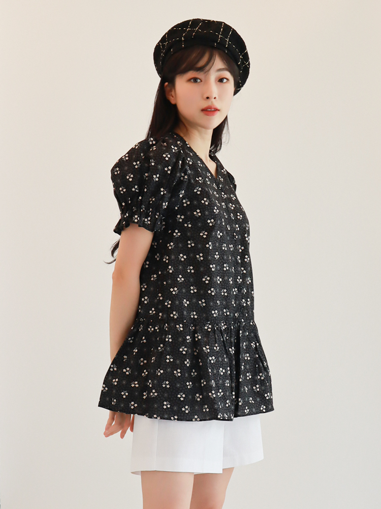 [몬티스] 몽상블라우스 코튼블랙/ Mongsang Blouse in Black Cotton : 몬티스