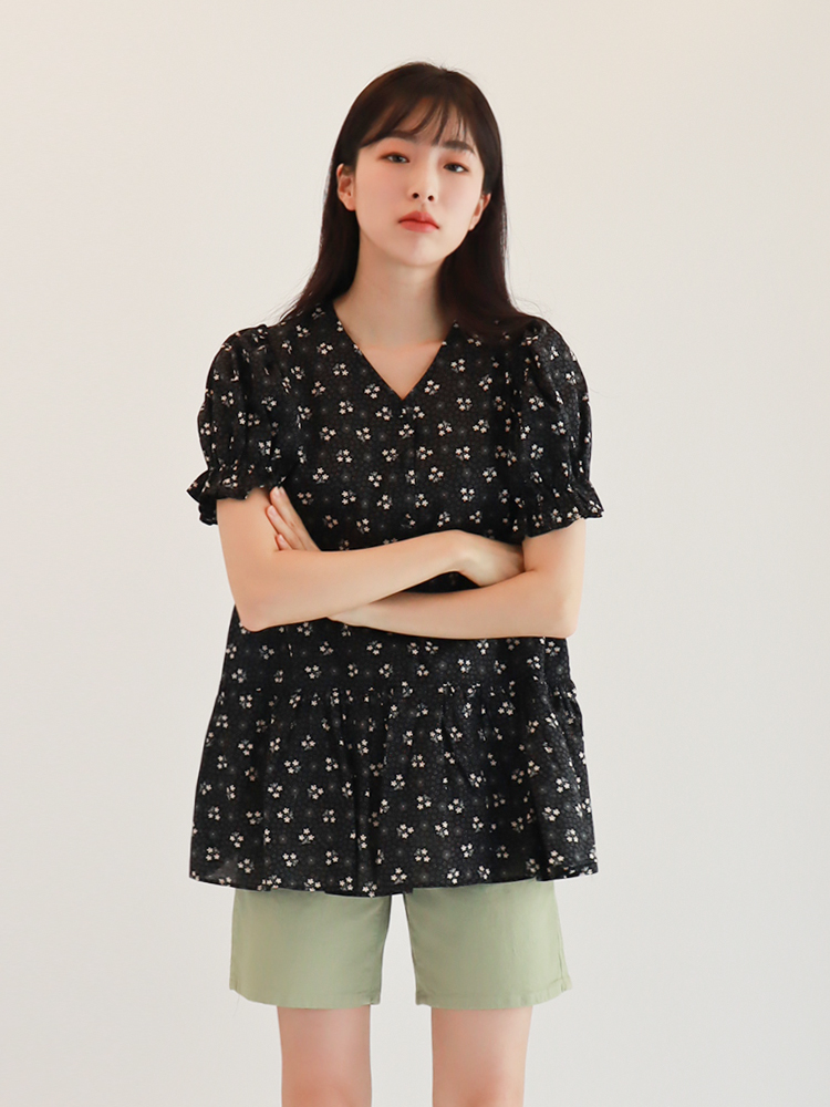 [몬티스] 몽상블라우스 코튼블랙/ Mongsang Blouse in Black Cotton : 몬티스