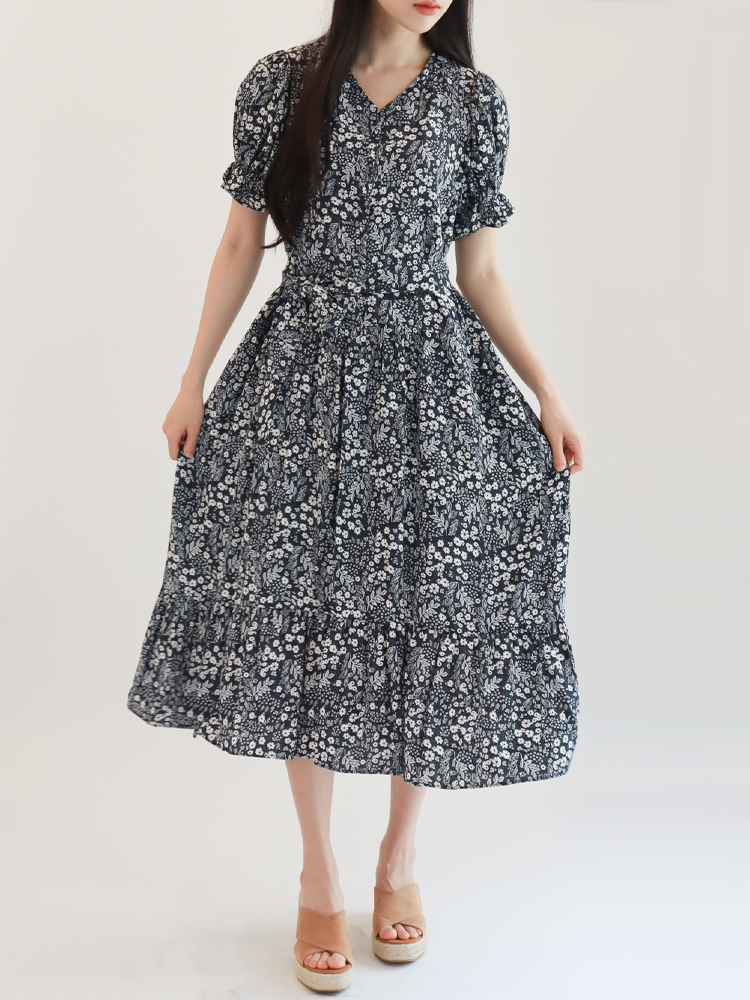 [몬티스] 몽상원피스 플로럴네이비/ Mongsang Dress in Floral Navy : 몬티스