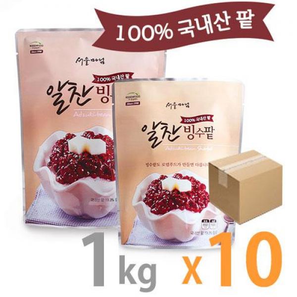 로뎀푸드 팥빙수 재료 알찬 국산 빙수용 팥 1kg x 10봉 : COFFEEDAY