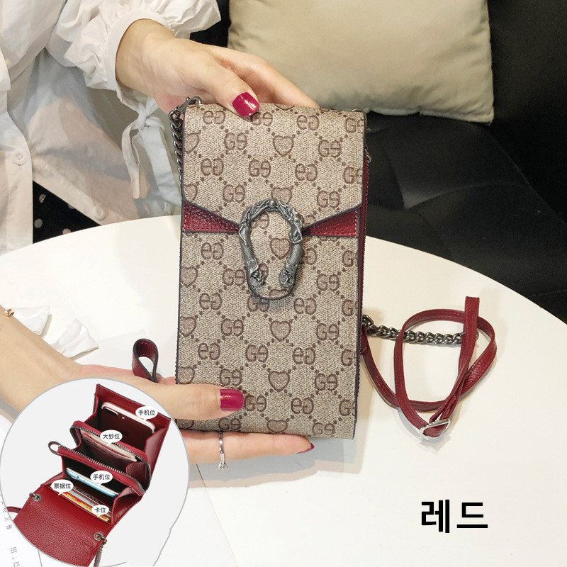 명품디자인 천연 소가죽 여성 스마트폰 크로스백 : 하방방