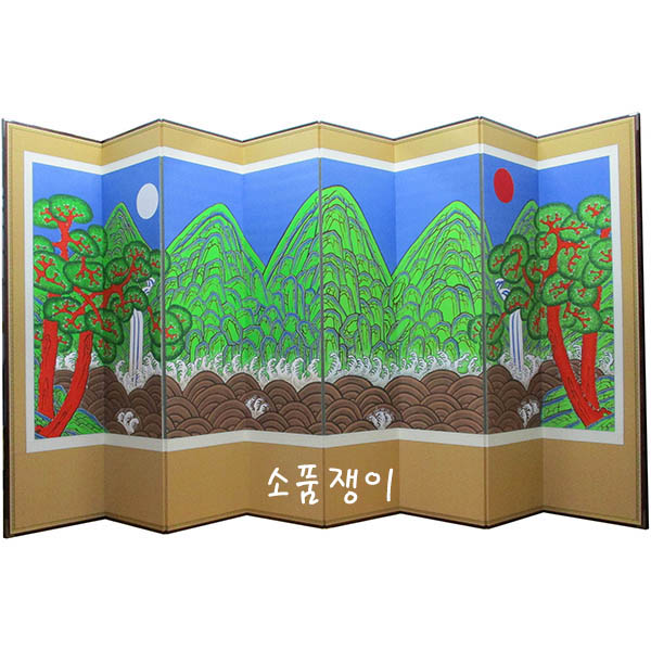 일월오봉도병풍C-일월도8폭병풍,주문제작상품,동양화실크인쇄 : 소품쟁이자수표구