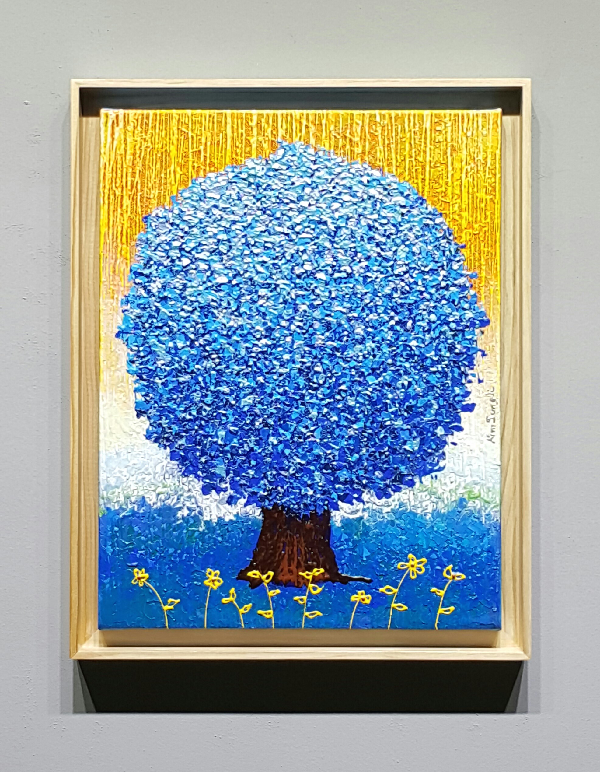 돈들어오는그림  파란색 나무그림 돈복 거실 소파 회사 그림 액자 개업 집들이 입주액자 선물 승진 취업 축하 노란색 골드 파란나무 현관액자... 