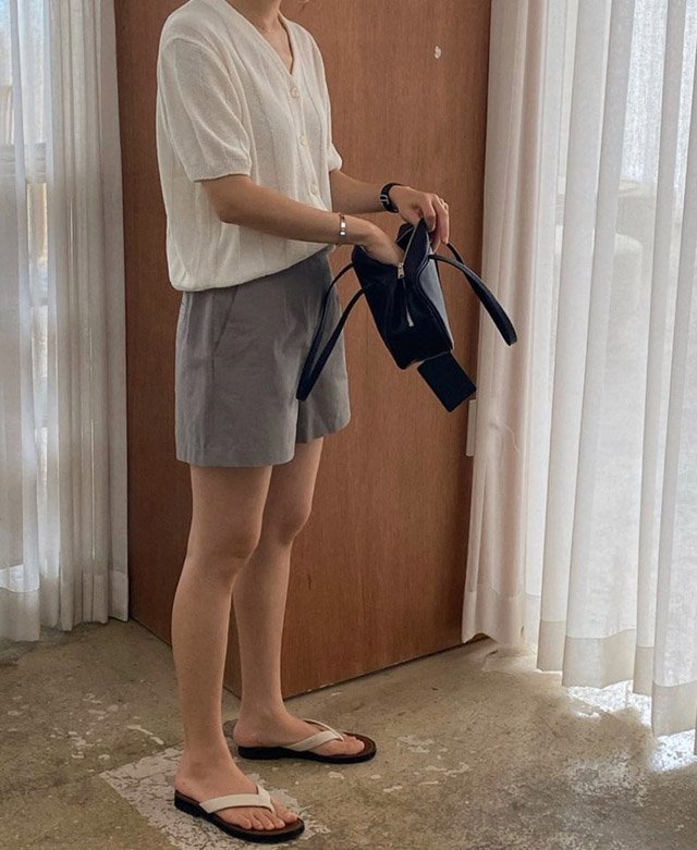 브이넥 스트라이프 한지사 여름 반팔 가디건(아이보리,베이지) : 노트허 notre
