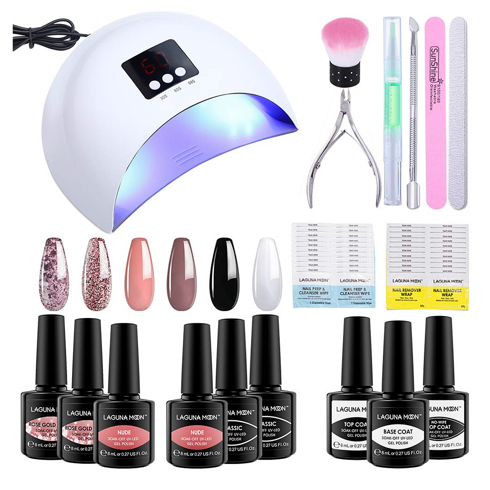 Lagunamoon 셀프젤네일세트 6색 36W 네일램프 키트 Manicure Salon Gel Nail Kit : 해외꿀템