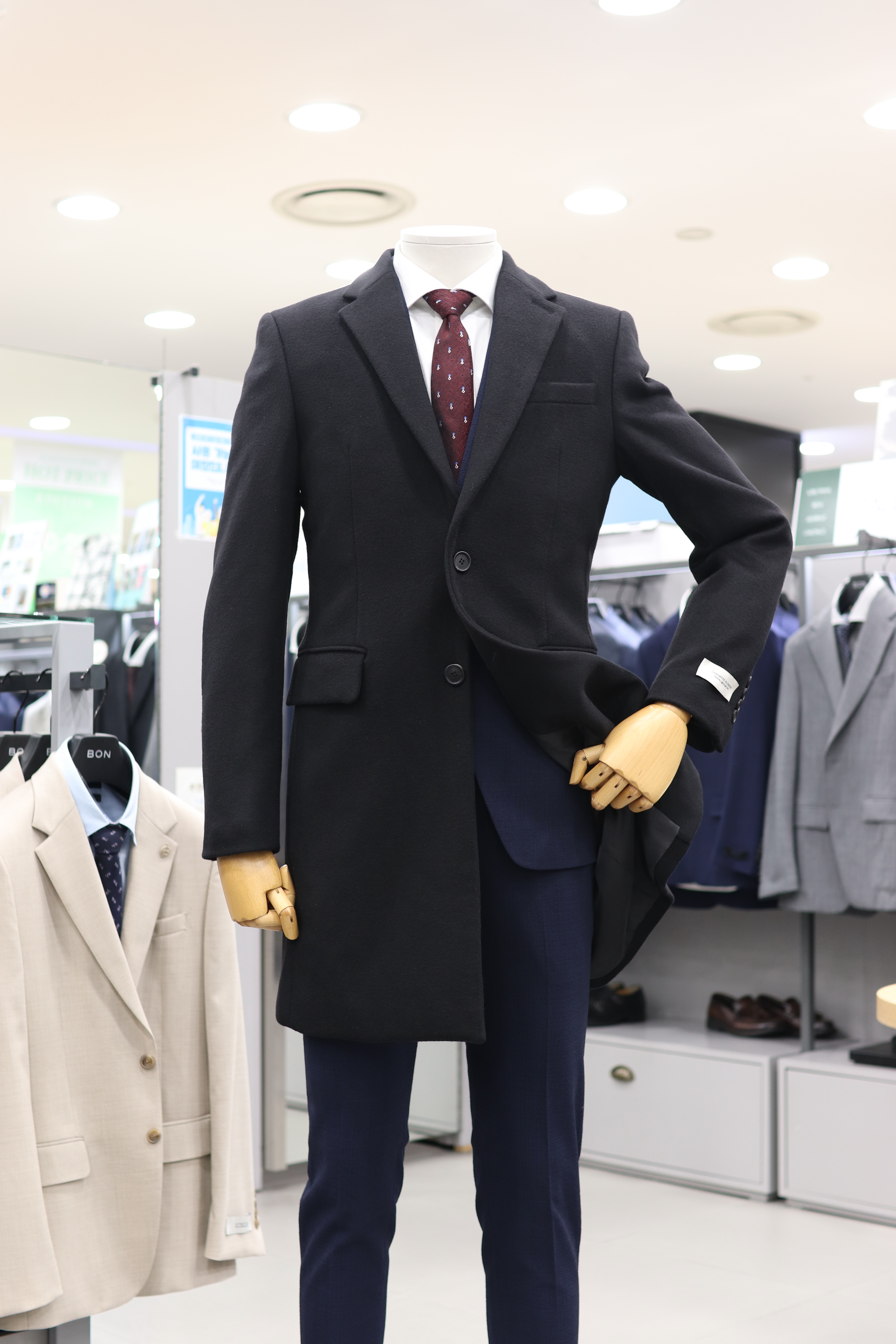 BON F/W 캐시미어 50% 기본 체스터 블랙 코트 BN7WHA764 : 모다 천안아산 본