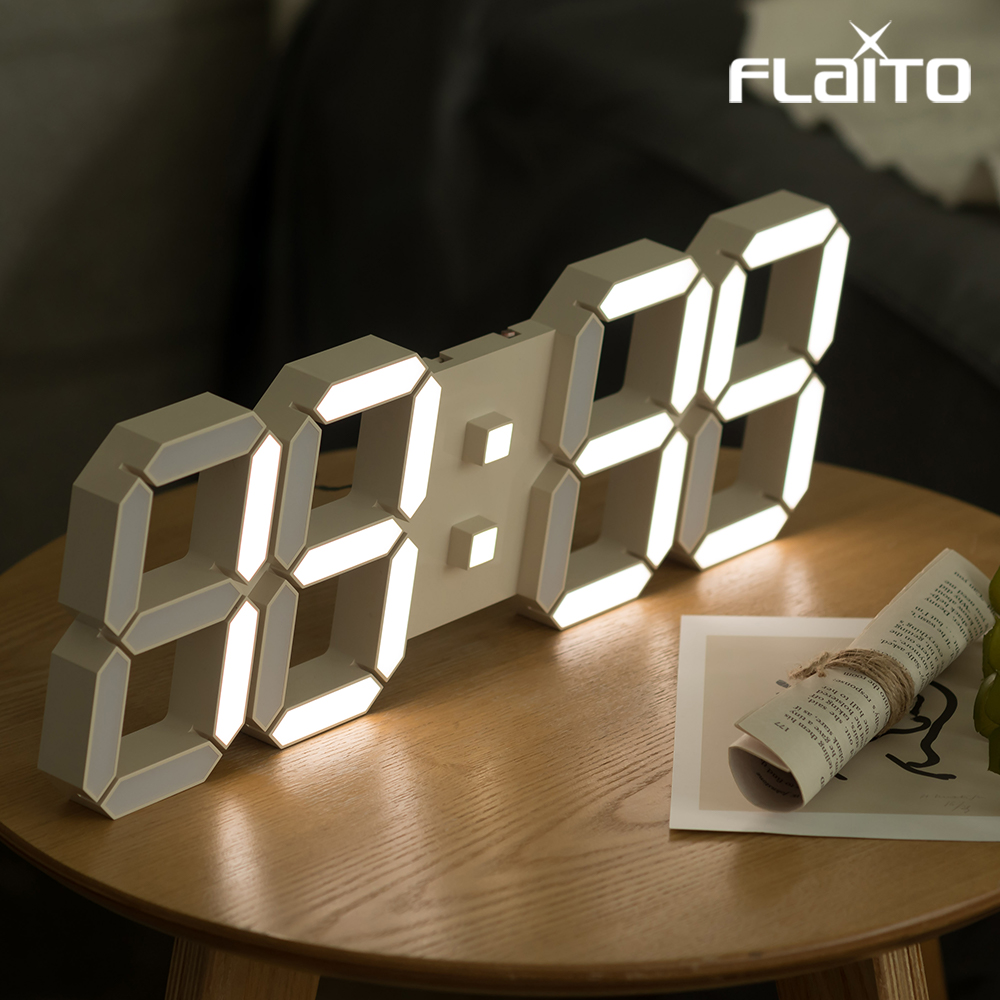 국산 플라이토 3D LED 인테리어 벽걸이시계 크림화이트 38cm : 플라이토