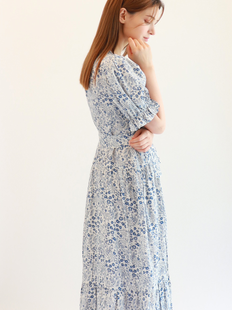 [몬티스] 몽상원피스 화이트 플로럴 스카이/ Mongsang Dress in White Floral Sky : 몬티스
