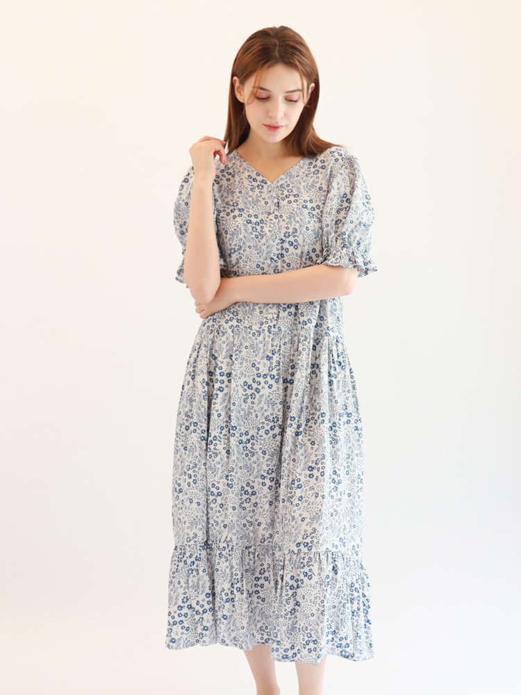 [몬티스] 몽상원피스 화이트 플로럴 스카이/ Mongsang Dress in White Floral Sky : 몬티스