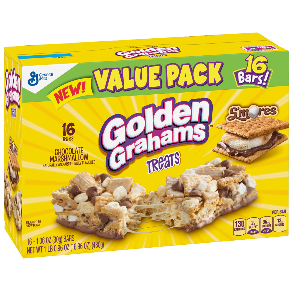 General Mills Golden Grahams Smores Treat Bars 제너럴밀스 골든그레이엄스모어바 30g 16개 2팩 : 와이제이써클