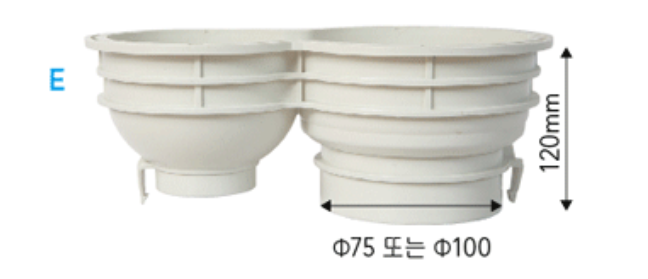 볼텍스 발코니드레인 일체형 75A 하부 육가 유가 미래산업 루프드레인 우수 : 한일배관