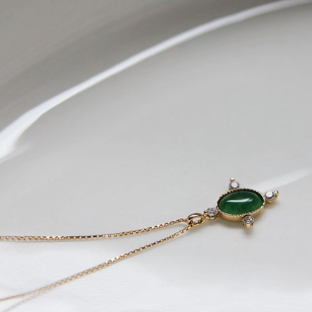 SN182 14K gold 오발비취 목걸이 : 롬디자인