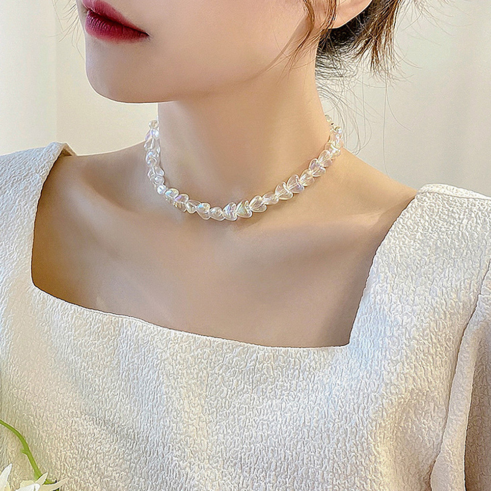 버블하트 비즈 초커 목걸이 : HOHOYAYA
