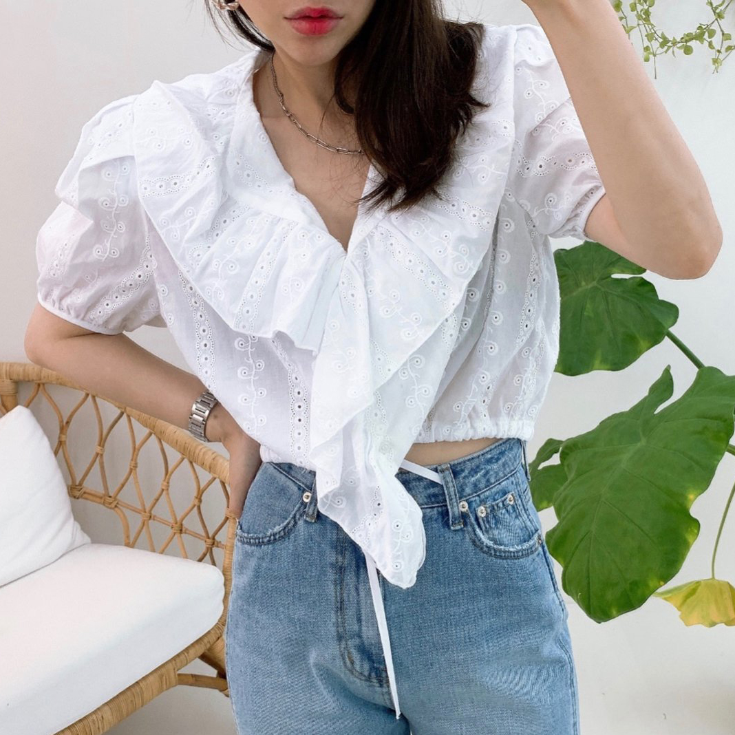 [피멜제이]루이션 펀칭 블라우스 3color : 피멜제이