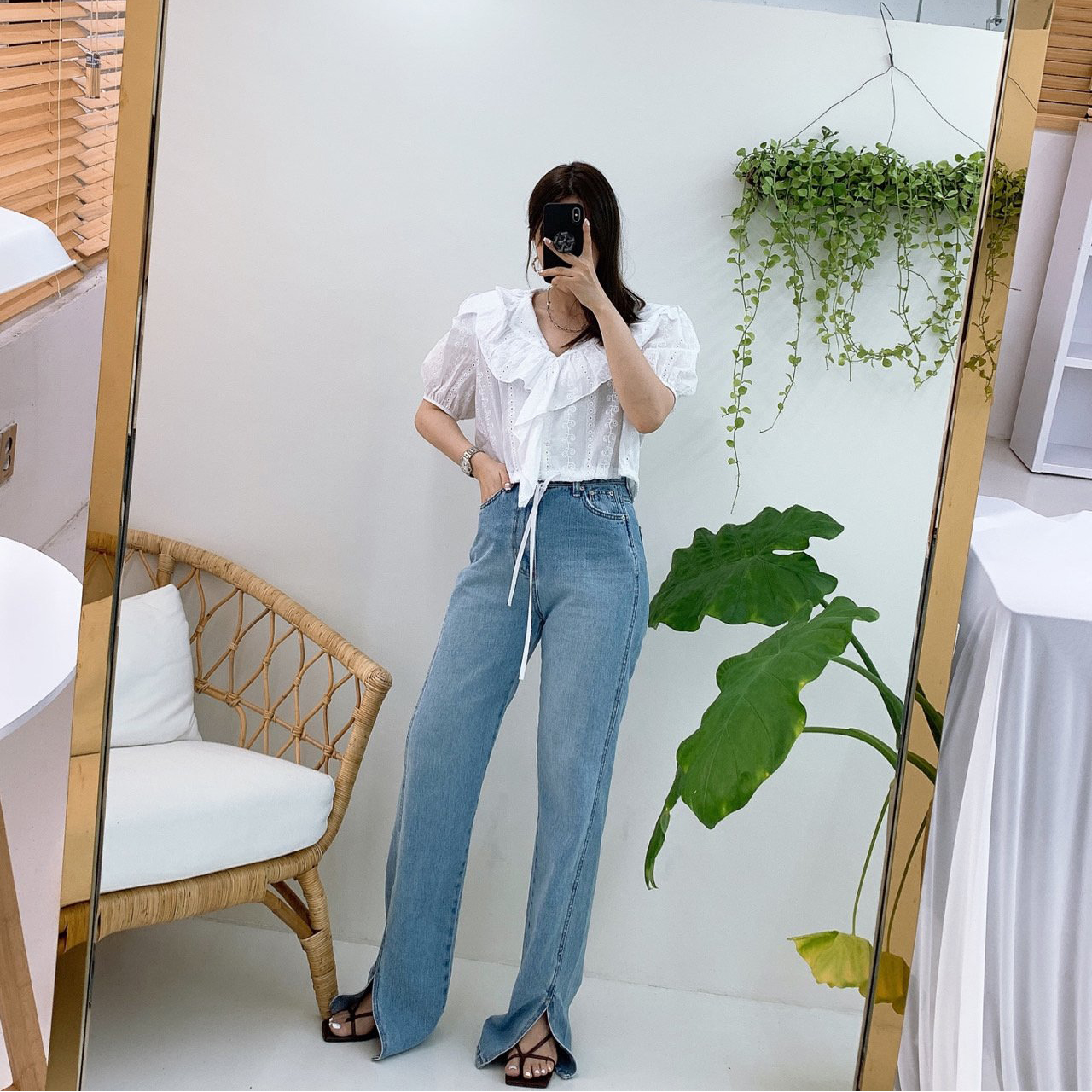 [피멜제이]루이션 펀칭 블라우스 3color : 피멜제이