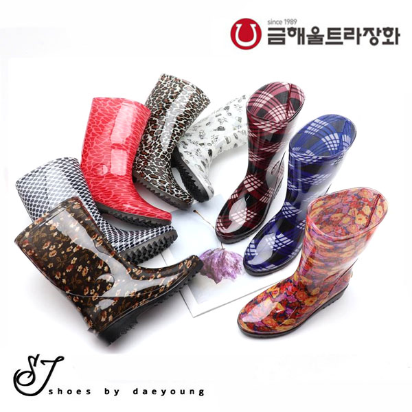 [SJshoes] 국산 금해 울트라 볼넓고 푹신한  투명 레인부츠 여성 긴장화 : SJshoes