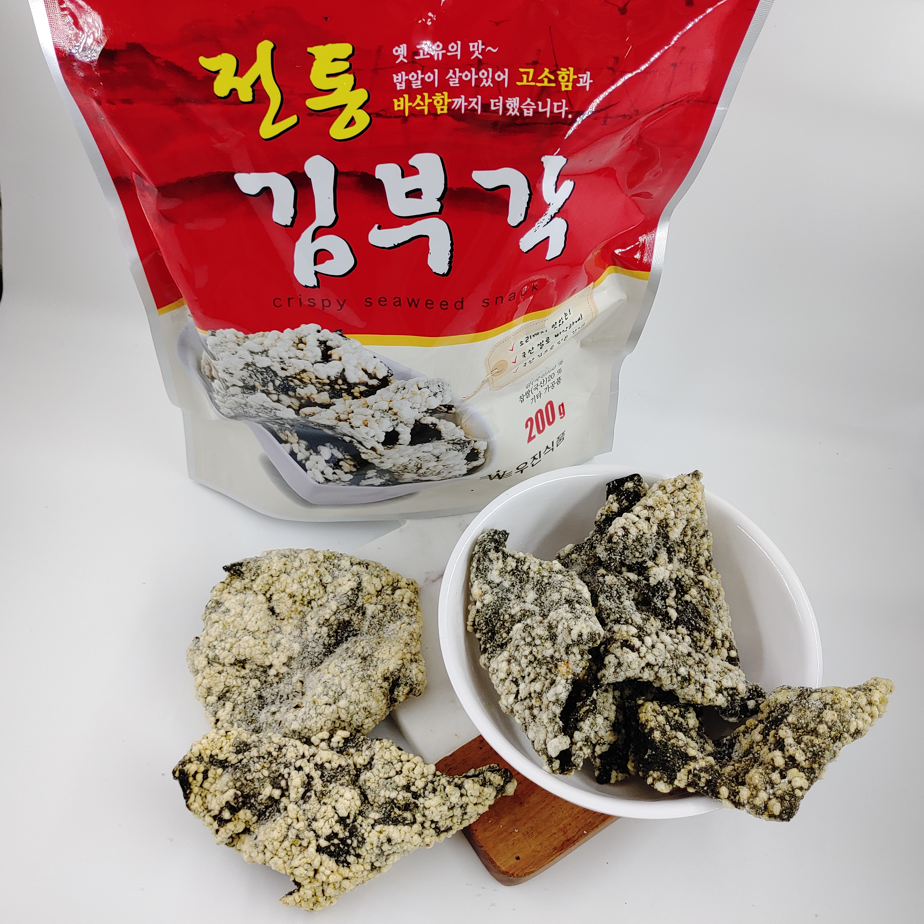 우진식품 옛전통의 바삭한 찹쌀 김부각 200g : 남해특산