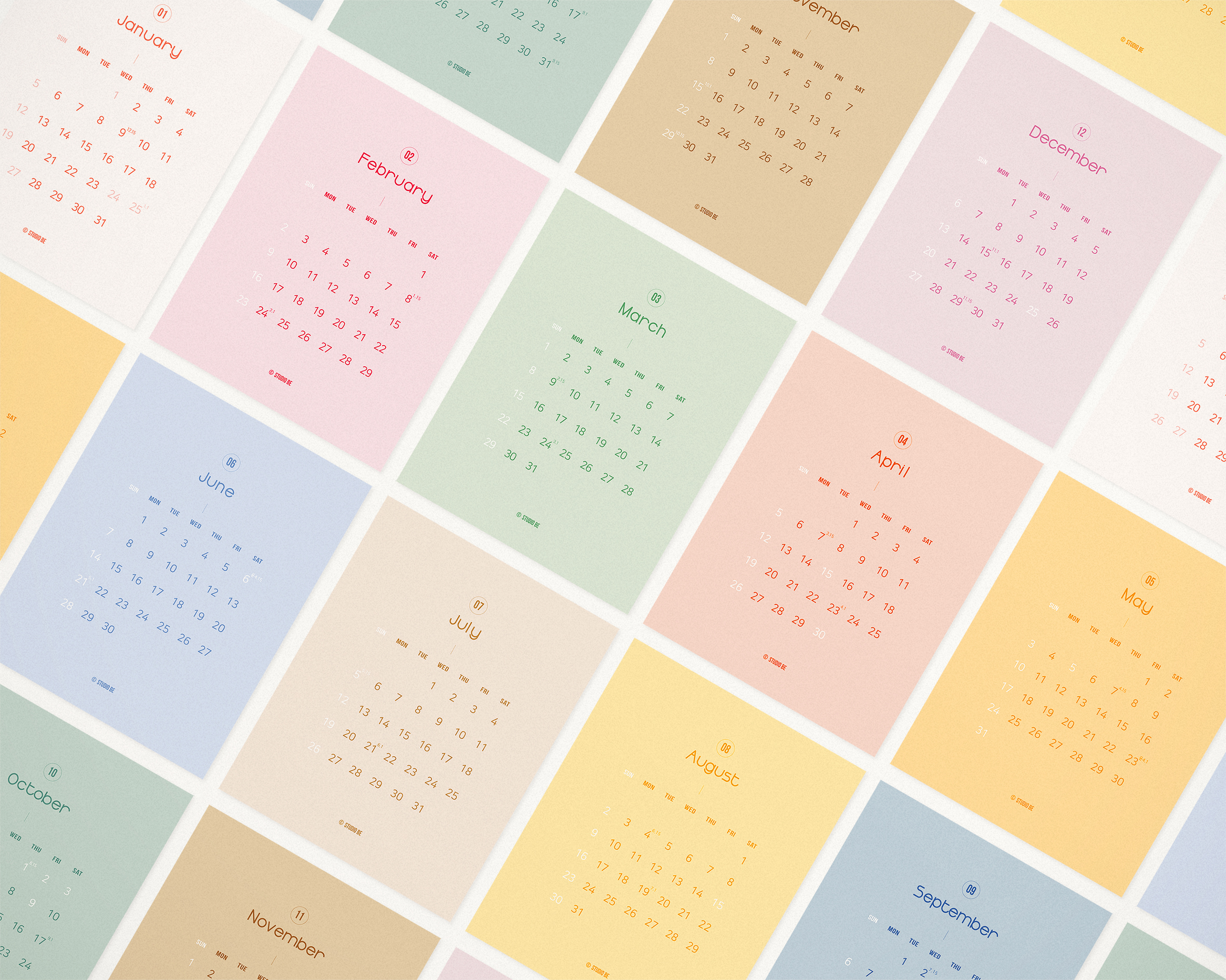 2021년 MINI CALENDAR POSTER, 미니 캘린더 포스터, 스튜디오비이 : STUDIO BE