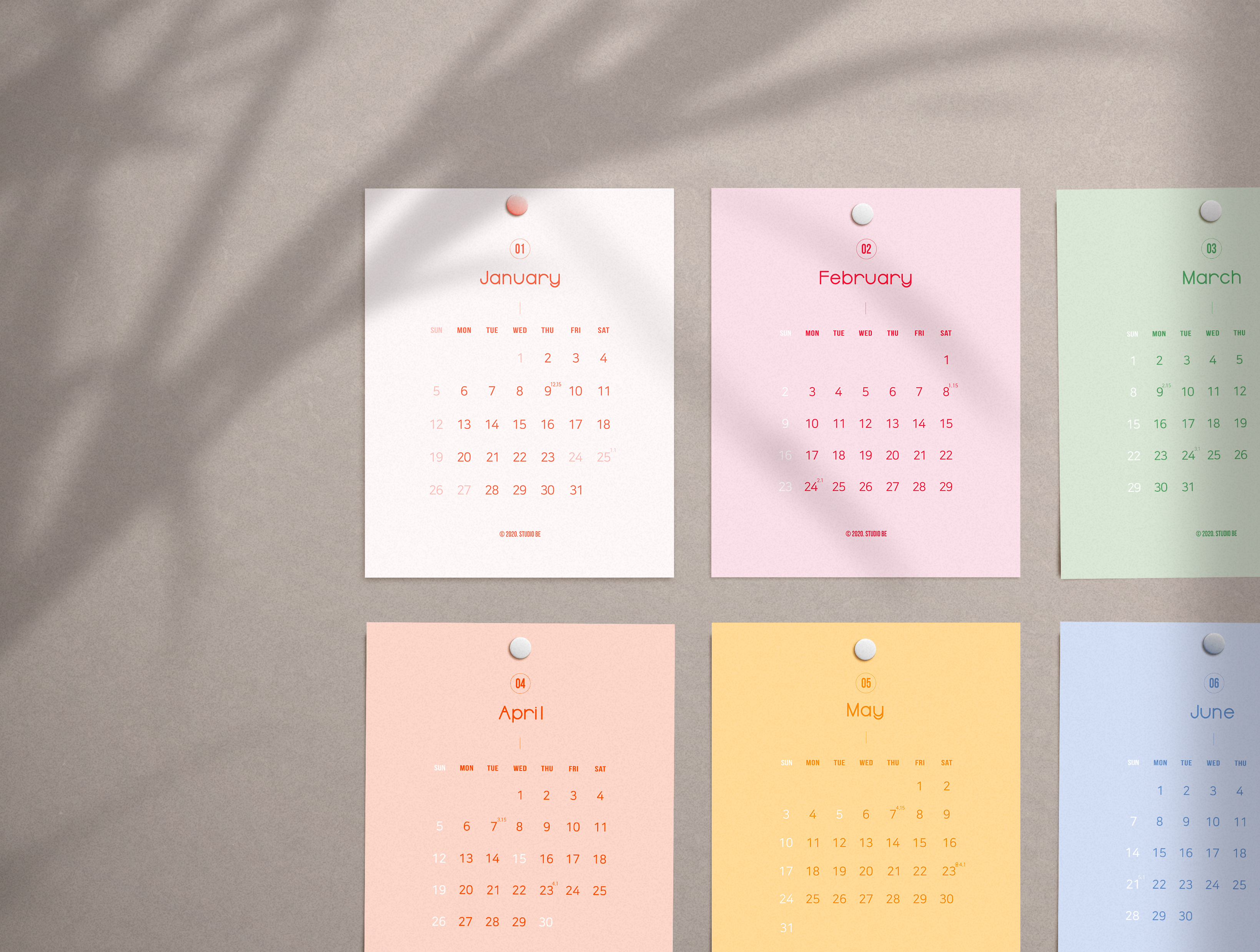 2021년 MINI CALENDAR POSTER, 미니 캘린더 포스터, 스튜디오비이 : STUDIO BE