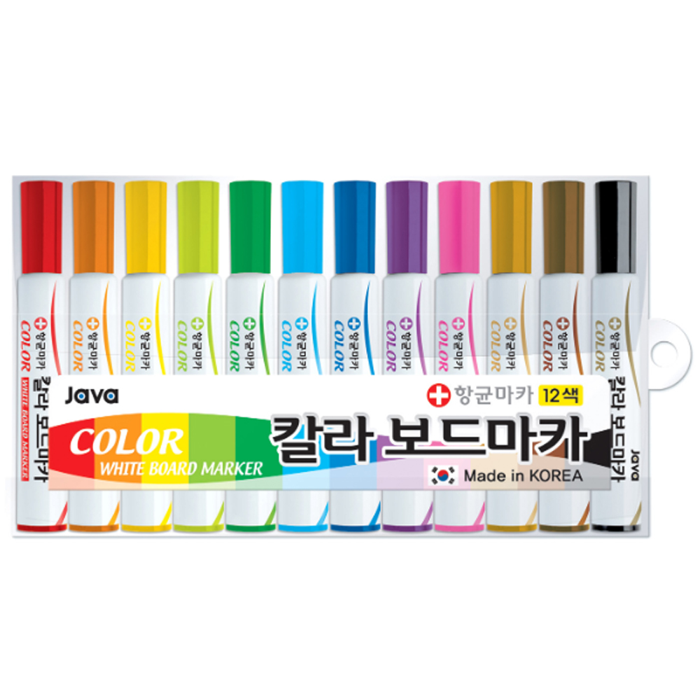 자바 칼라 항균 보드마카 12색 세트 화이트보드 마커 : 오피스존