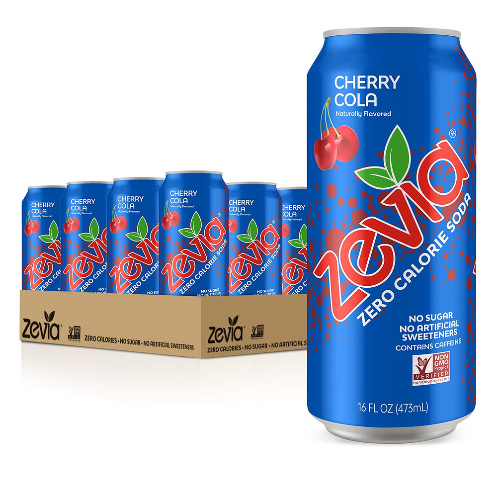 Zevia 제비아 제로 칼로리 체리 콜라 Cherry Cola Zero Calorie Naturally Sweetened 473ml 12캔 : 리치브로스