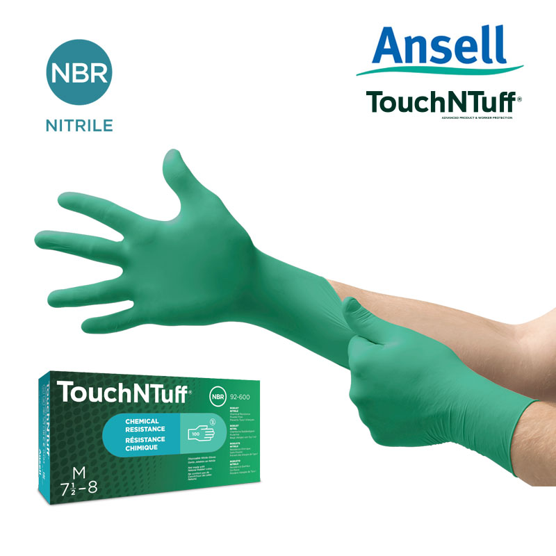 안셀 TouchNTuff 터치앤터프 92-600 일회용 내화학 니트릴장갑 6.3g : 다이아텍스
