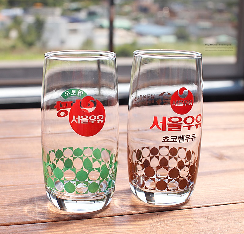 (정품) 서울우유 레트로 라운드컵 (2 type) 유리컵 : 아네트룸
