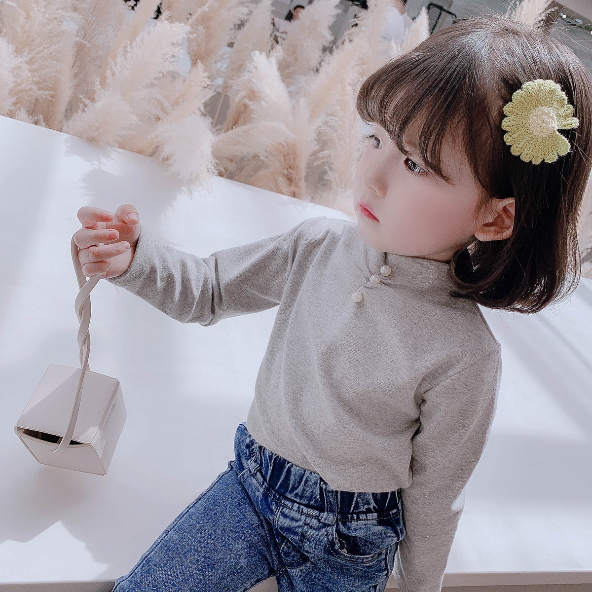 유아동 여아 아동복 진주 슬림 반짝이 긴팔티셔츠 : 현이네허니