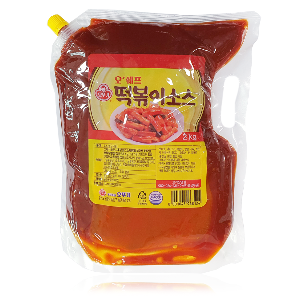 오뚜기 떡볶이소스 스파우트팩 2kg : 가득찬 푸드스토어