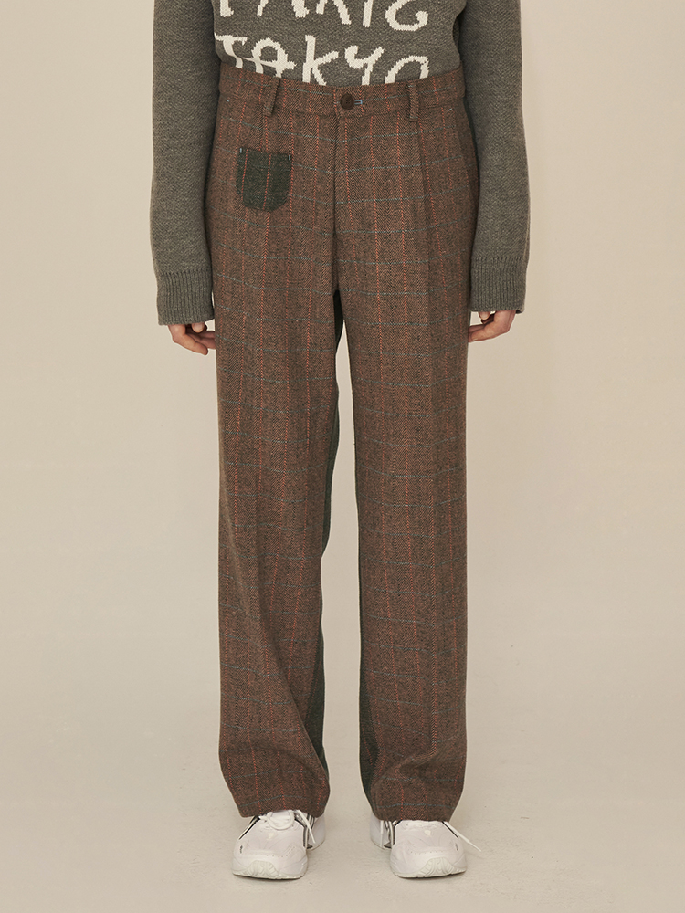 [어널로이드] REVERSE CHECK PANTS / 리버스 체크 팬츠 / 그린 : UNALLOYED