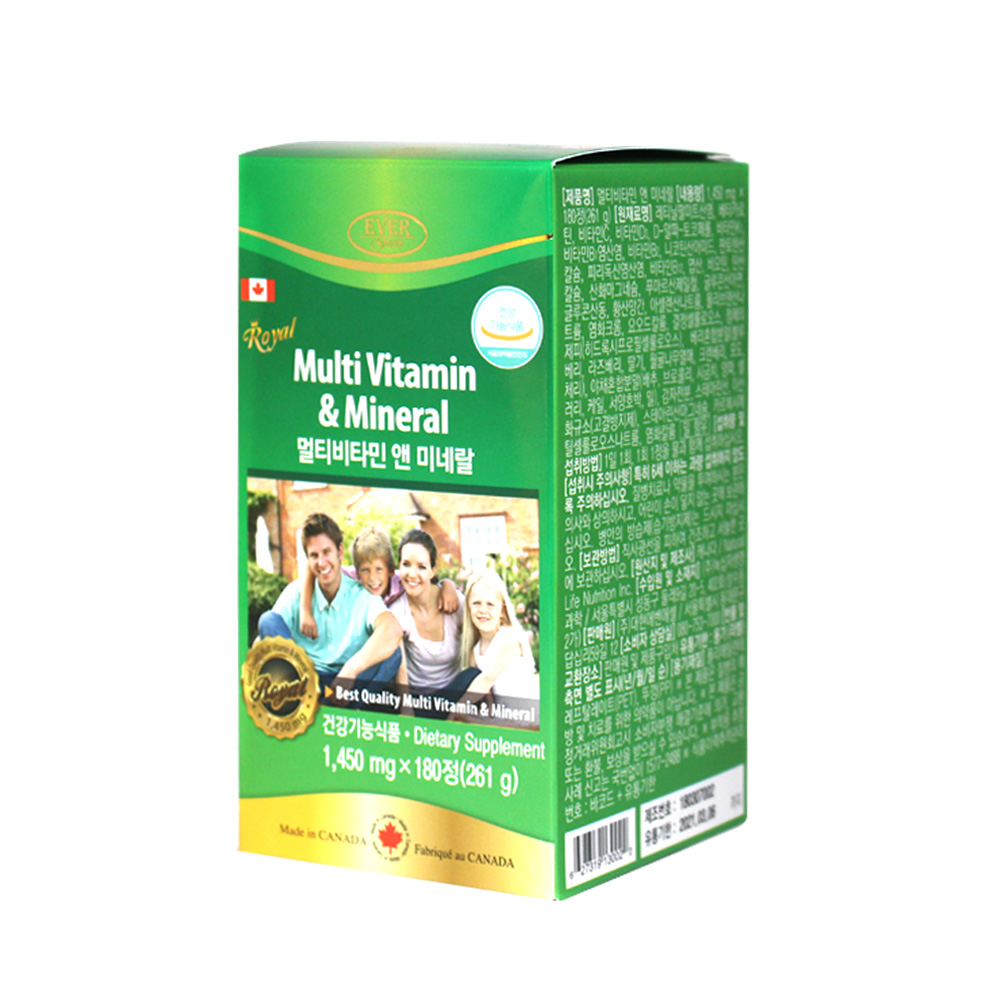 캐나다 로얄 멀티비타민 앤 미네랄 6개월분 1450mg X 180정 종합 비타민 영양제 : 뉴트리프라임