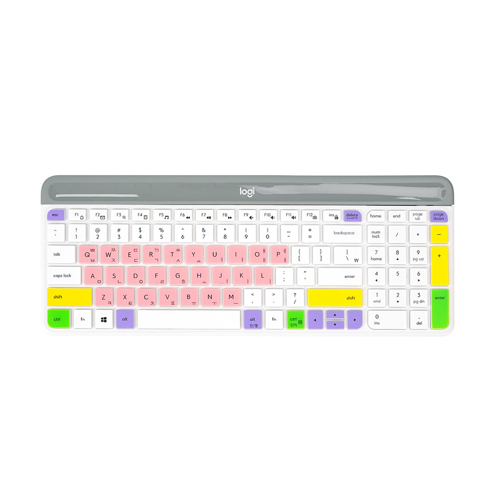 로지텍 K580 디자인키스킨  개별포장 투명키스킨 일반키스킨 정품 한글 영문각인 : 알앤지