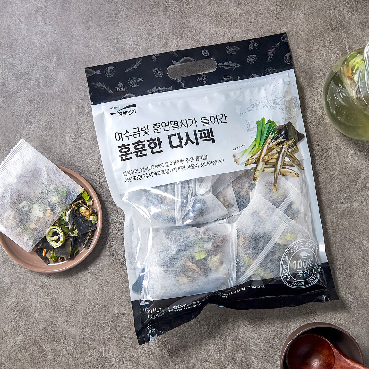 여수금빛 훈연멸치가 들어간 훈훈한 다시팩 15팩 : 청해명가