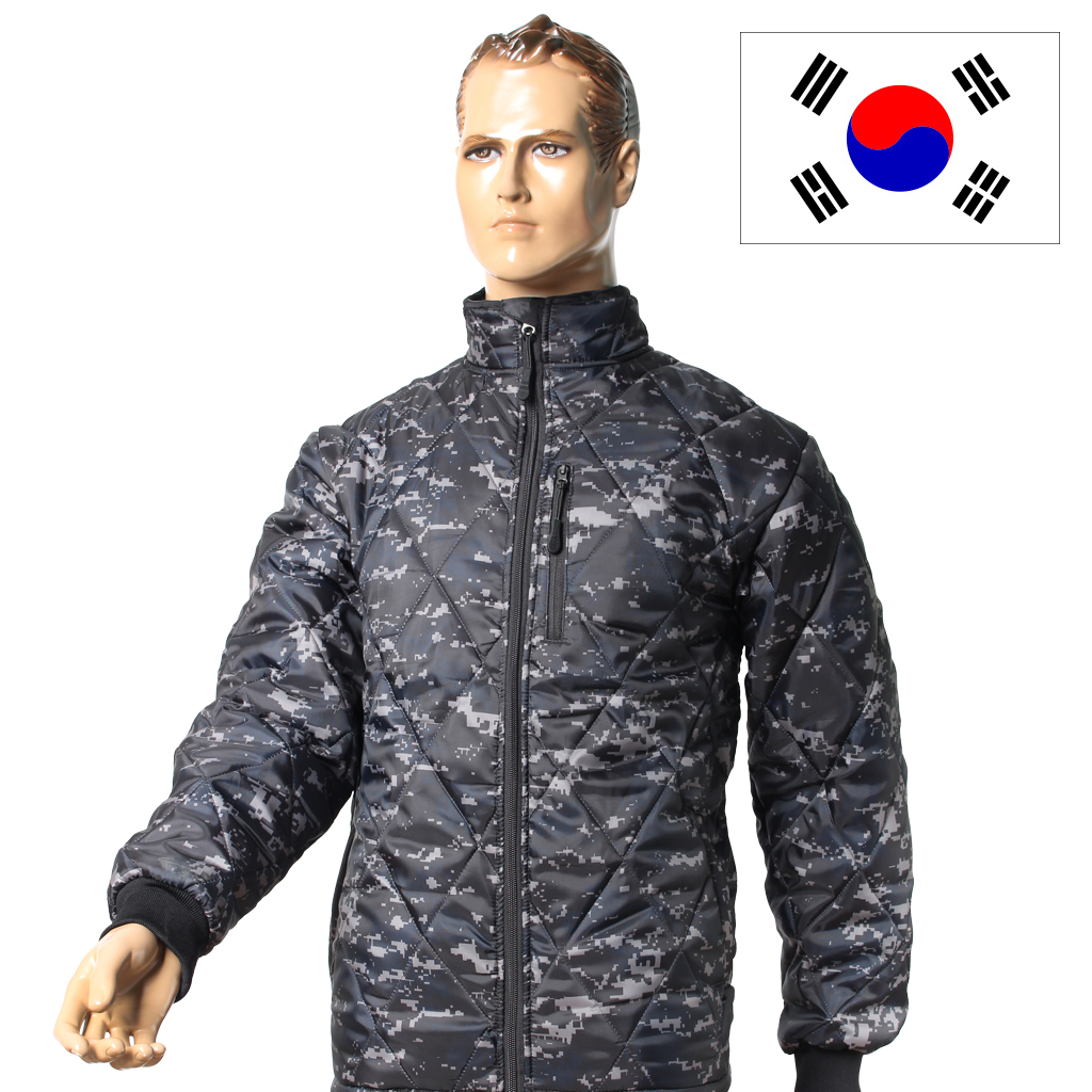 어택존 e-편한 발열 깔깔이 블랙디지털 군용 남자 군대 기모 점퍼 자켓 내피 잠바 군인 남성 : 어택존 40년 군납전문업체