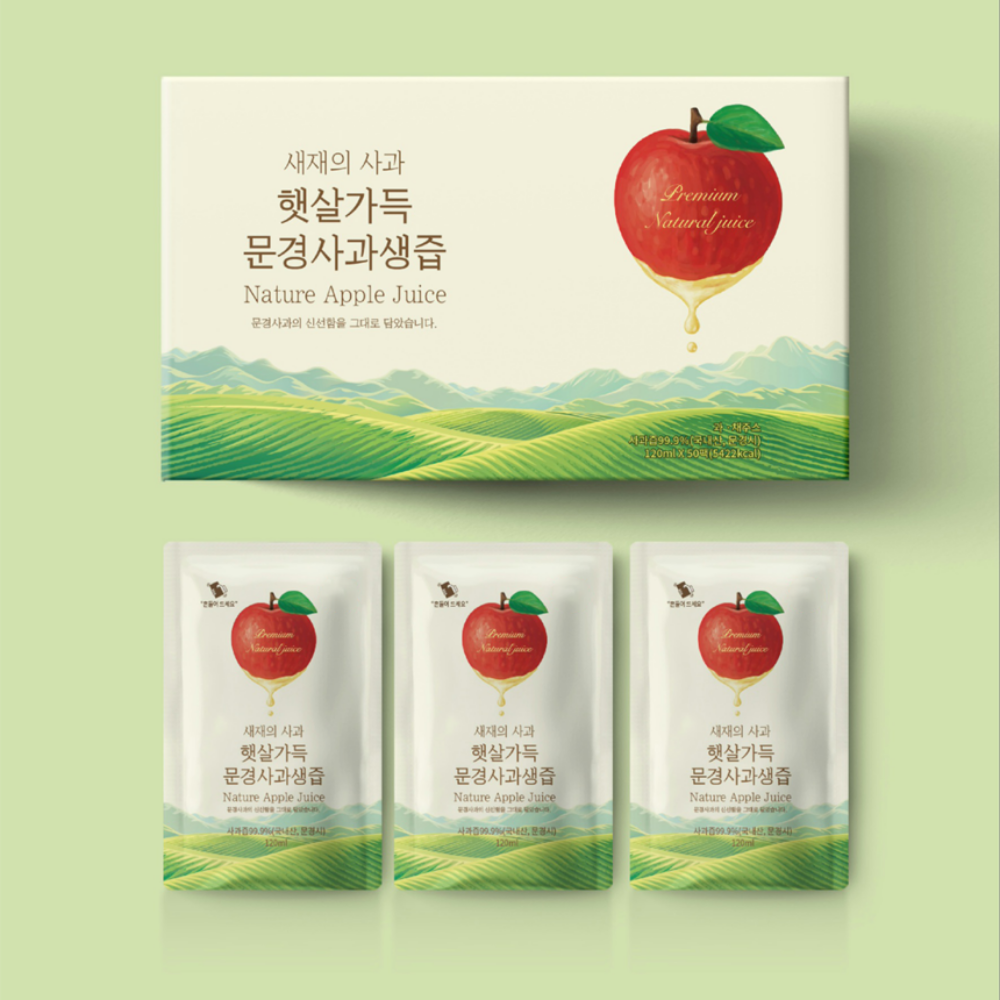 햇살가득 문경 사과즙 효능 아기 생사과 착즙 120ml x 50개입 : 디씨티리테일