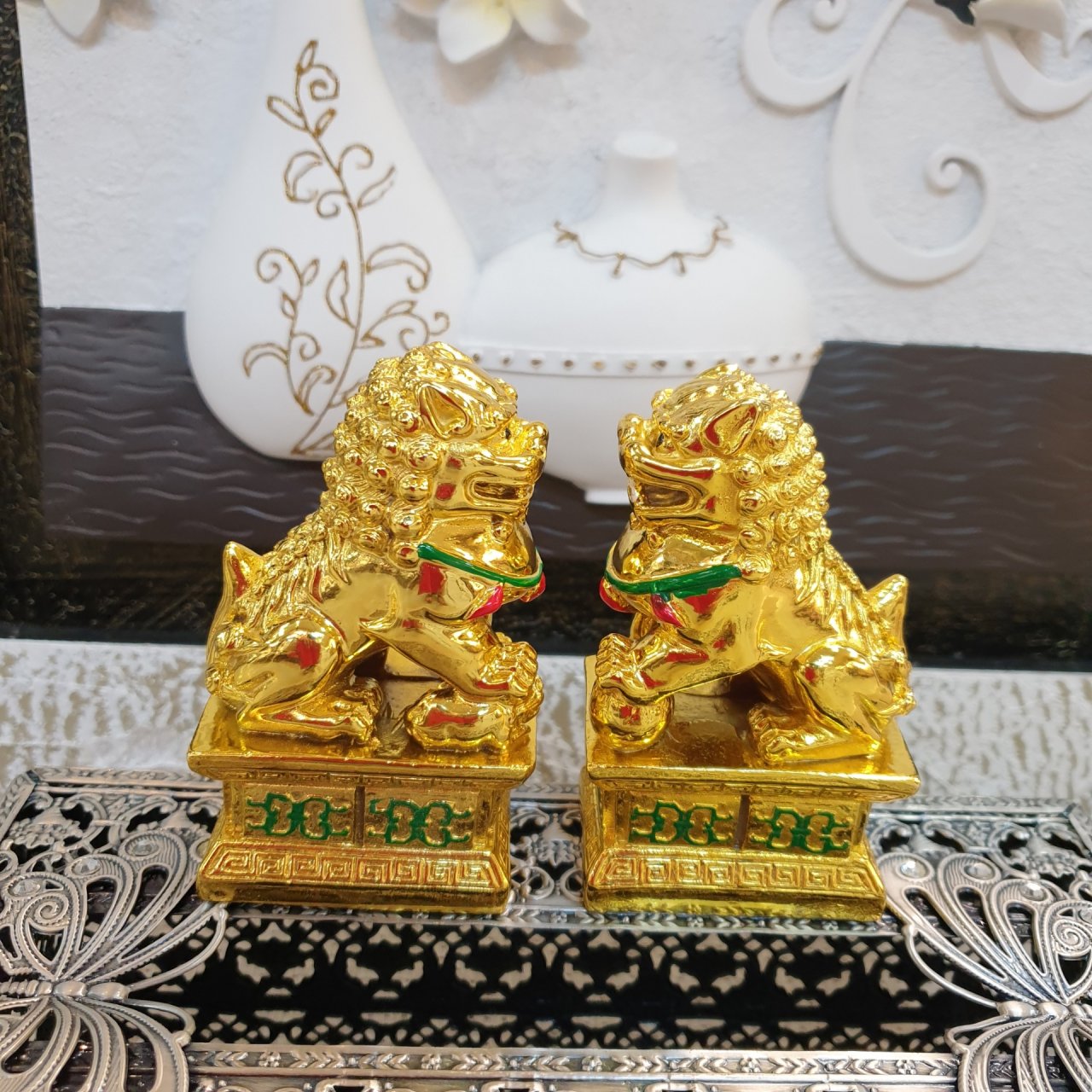 황금 해태상 사자머리개 해태 장식품 2마리세트 풍수소품 : 부엉이장식