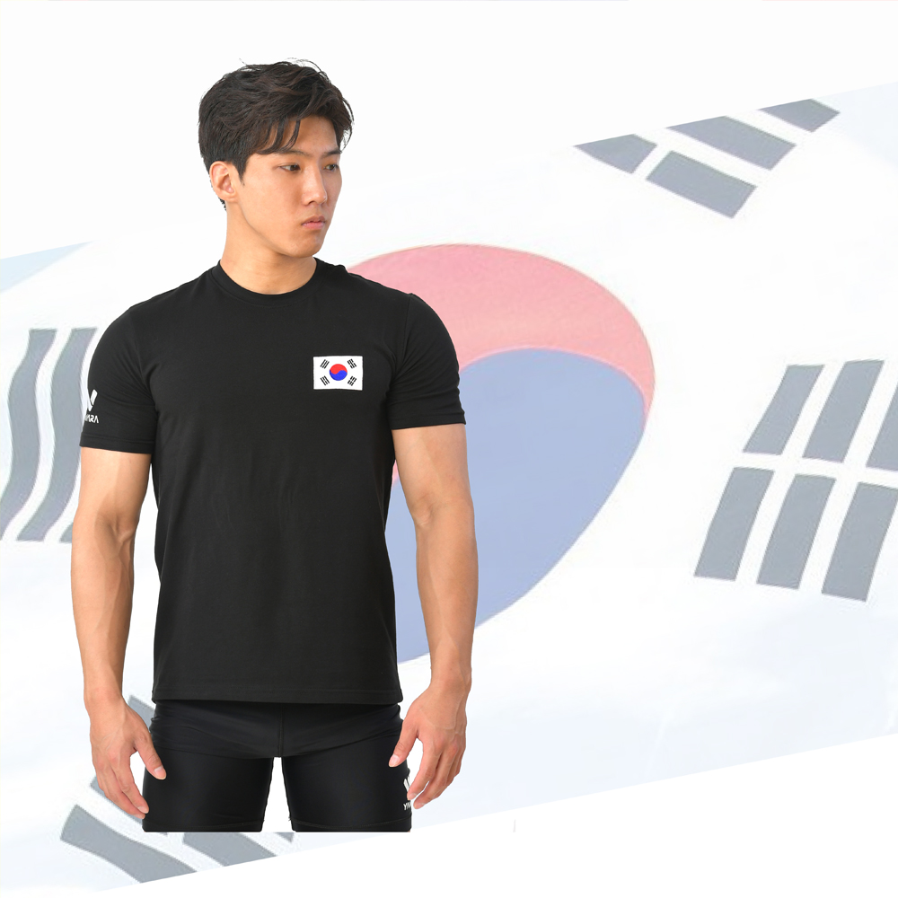 코리아 반팔티셔츠 야와라 (블랙) 태극마크 코리아마킹 : 해성하이핏 유도 주짓수