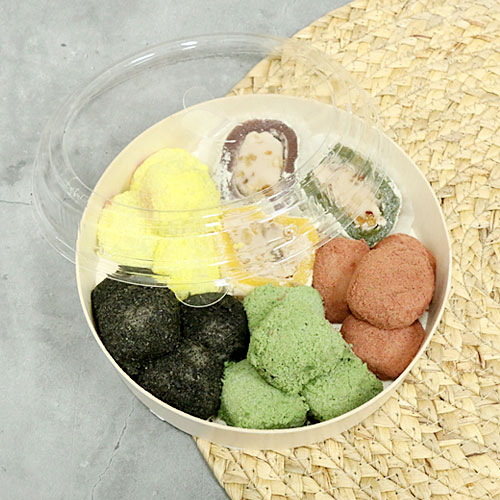 우드도시락 원형 중(투명뚜껑) : 렛츠BAKING