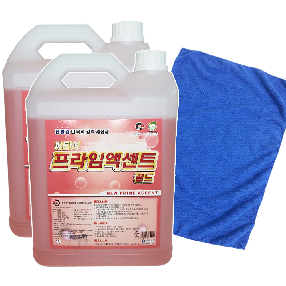 뉴프라임엑센트골드 4L 2개+손걸레 40x40 1장 친환경 : 엘케이월드