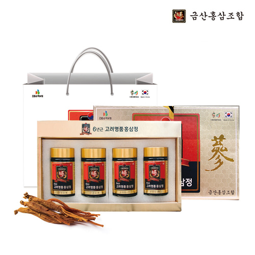 6년근 고려 명품 홍삼정 240G 4병 1박 쇼핑백 : 금산홍삼조합