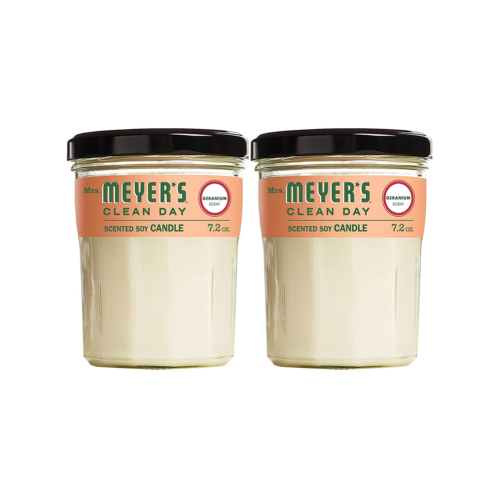 Mrs. Meyers Clean Day Scented Soy Candle Geranium, Large 7.2oz pk2 미세스 마이어 소이 캔들 제라늄 204g 2개 : 미시까리