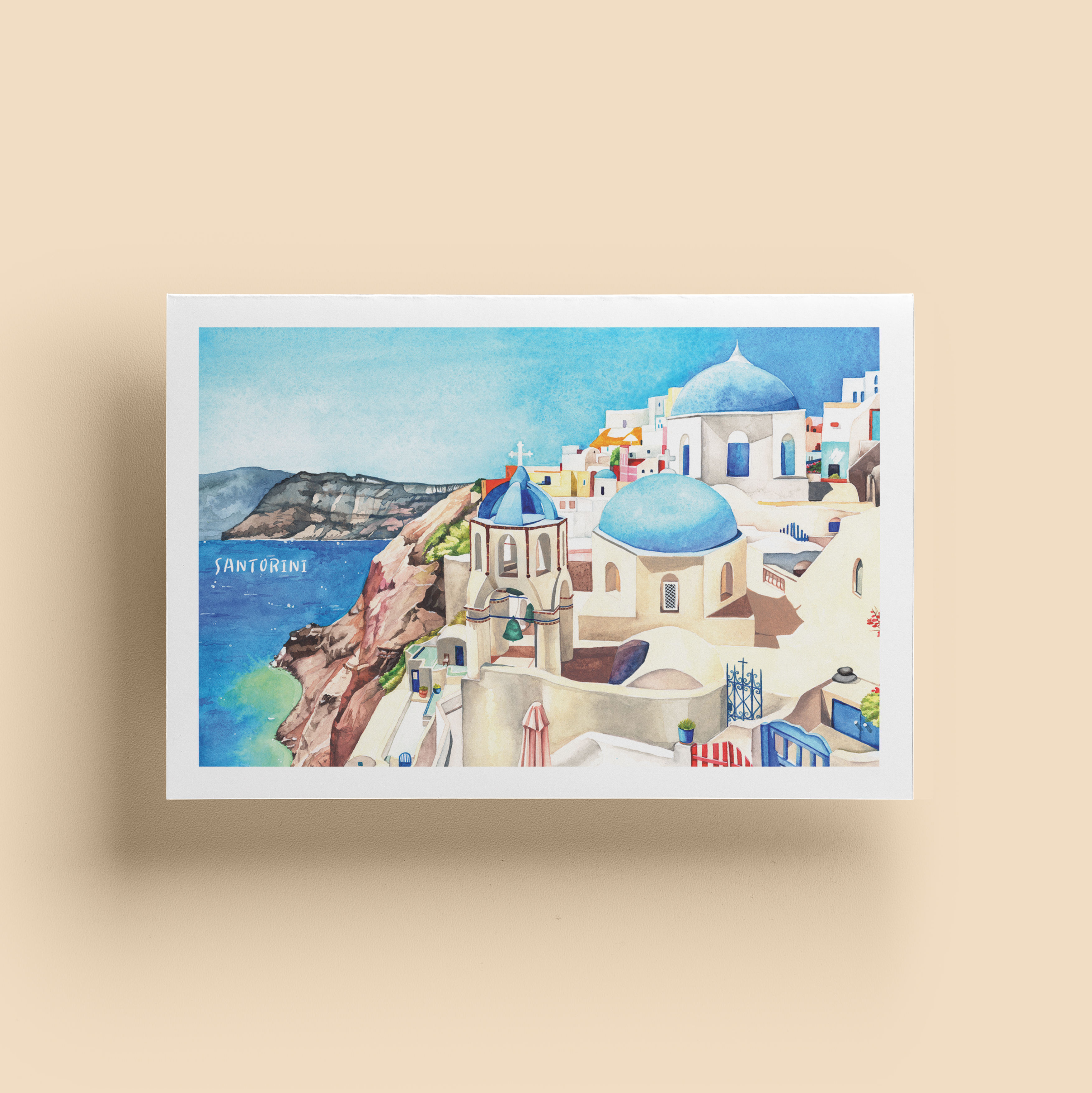 SANTORINI POSTCARD 산토리니 일러스트 손그림 여행 엽서 : slowrise