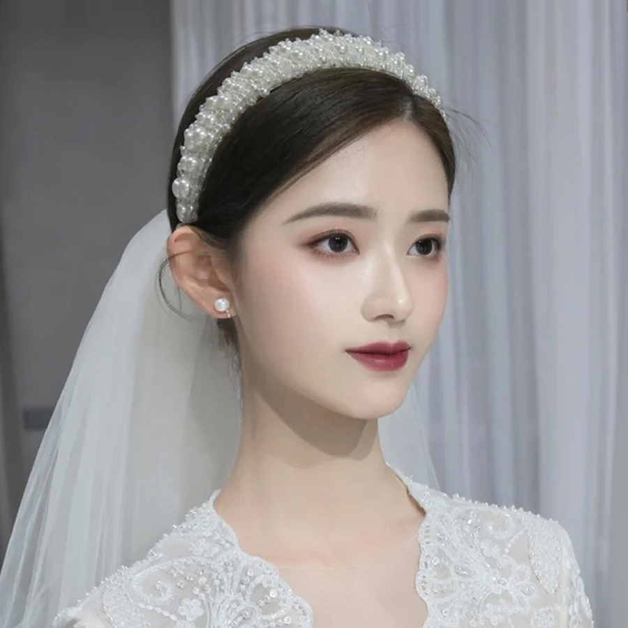 진주 웨딩 헤어 밴드 셀프웨딩 : 헬로메리