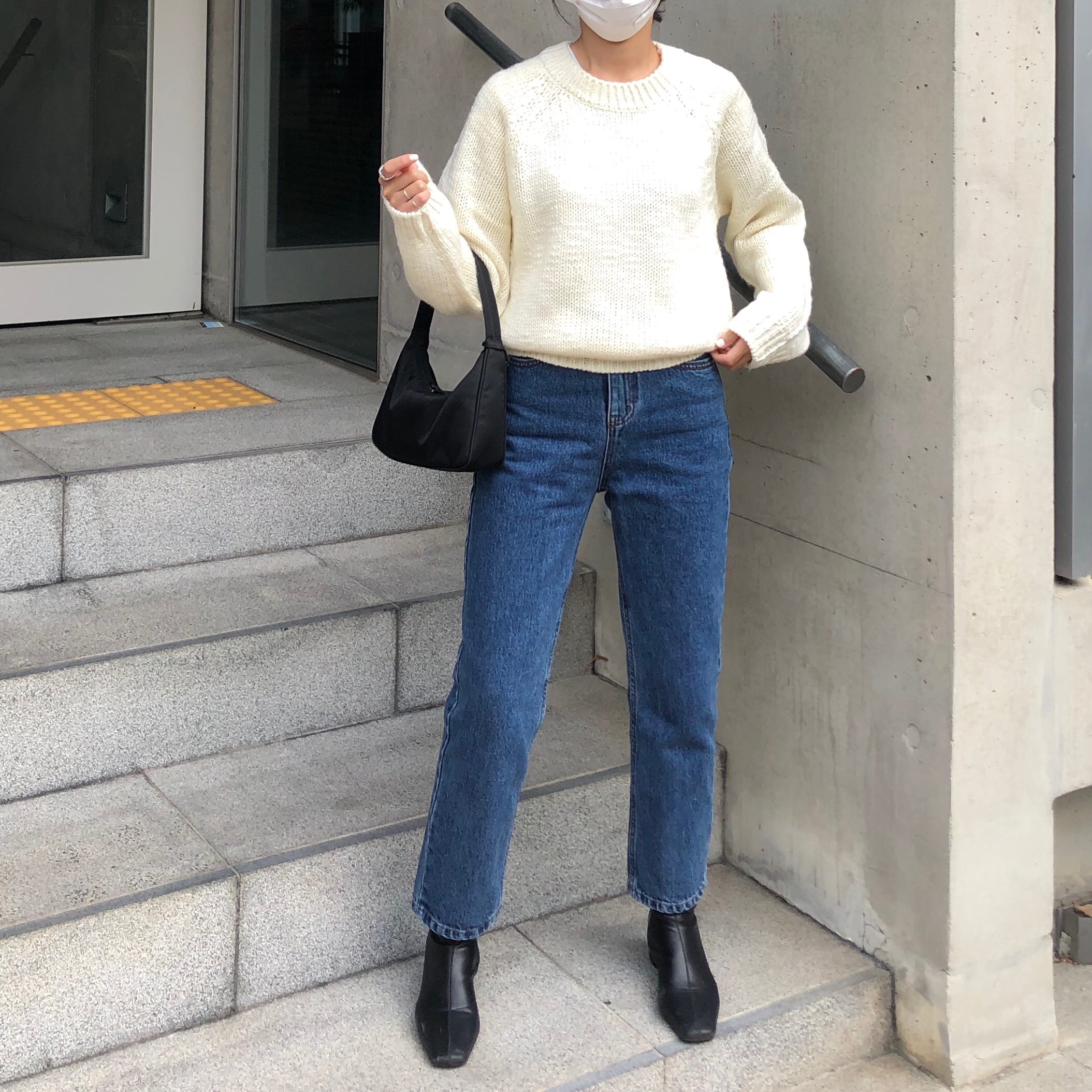 High straight denim PT 하이웨스트 일자 보이핏 진청데님팬츠 : 드브니르 Devenir