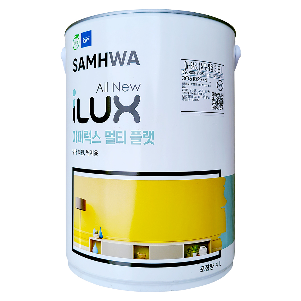 삼화페인트 셀프 인테리어 친환경 벽지 페인트 멀티플랫 4L : 삼영홈데코