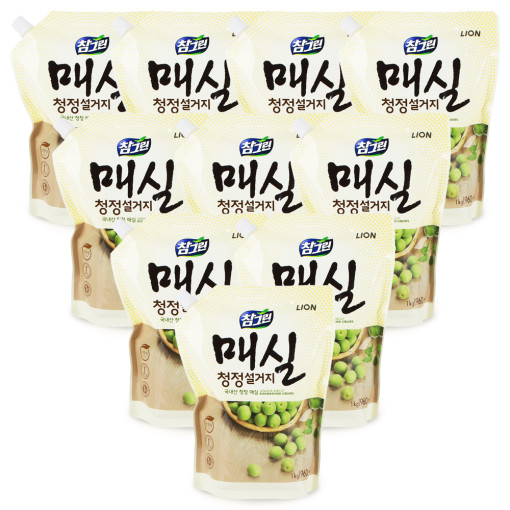 라이온 참그린 매실 리필 1kg 10개(한박스) 매실청정설거지 주방세제 : 큐브박스