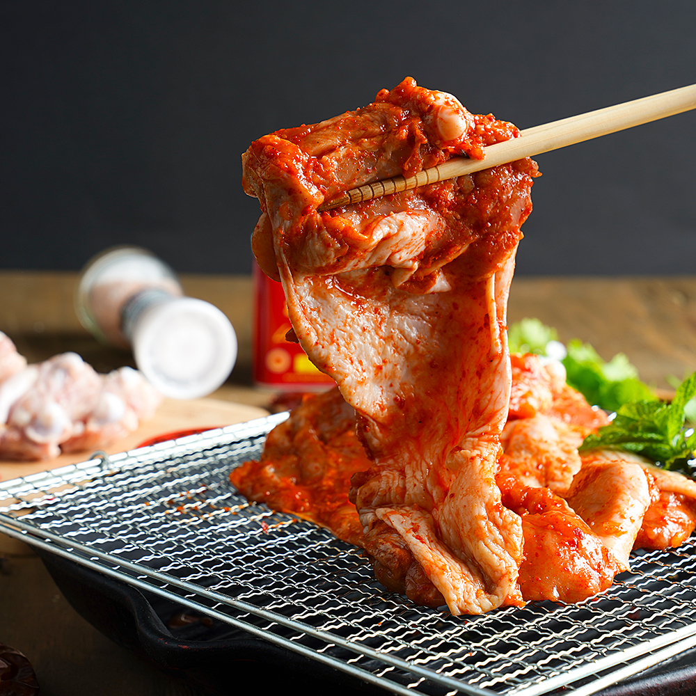 순우리 춘천 닭갈비 숯불구이용 숯불닭갈비 1kg 3인분 캠핑 음식 택배(뼈 1개 있음) : 순우리춘천닭갈비