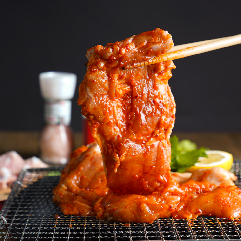 순우리 춘천 닭갈비 숯불구이용 숯불닭갈비 1kg 3인분 캠핑 음식 택배(뼈 1개 있음) : 순우리춘천닭갈비