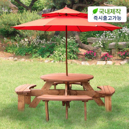 체어팩토리 가든테이블 1920mm(8인) 원형피크닉테이블 : 체어팩토리